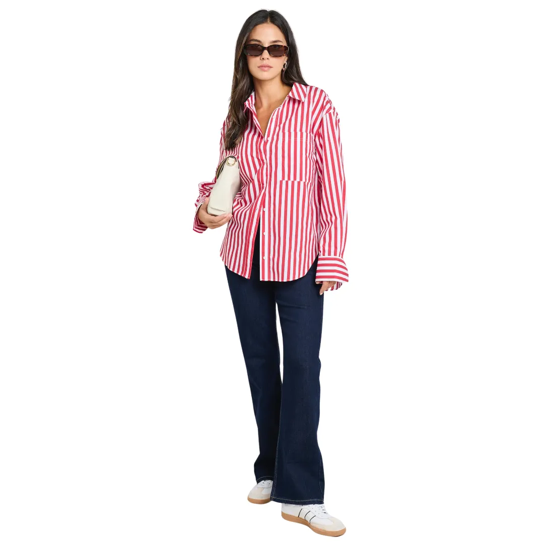 You Got This Red Stripe Oversized Shirt
