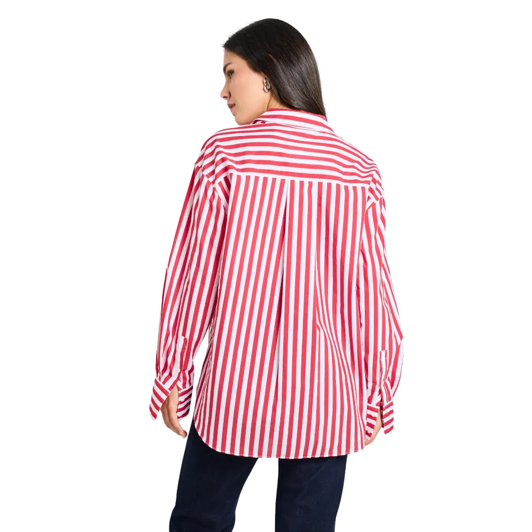 You Got This Red Stripe Oversized Shirt