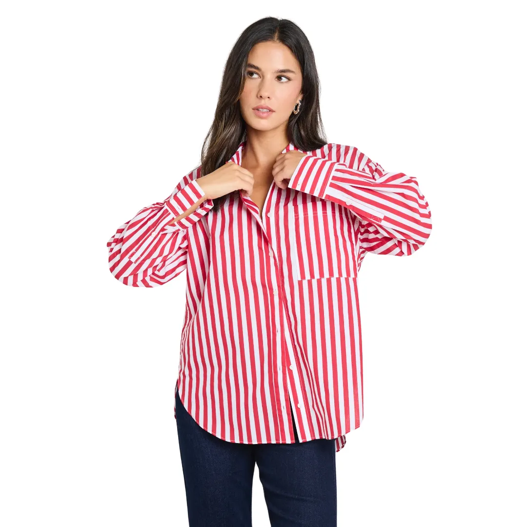 You Got This Red Stripe Oversized Shirt