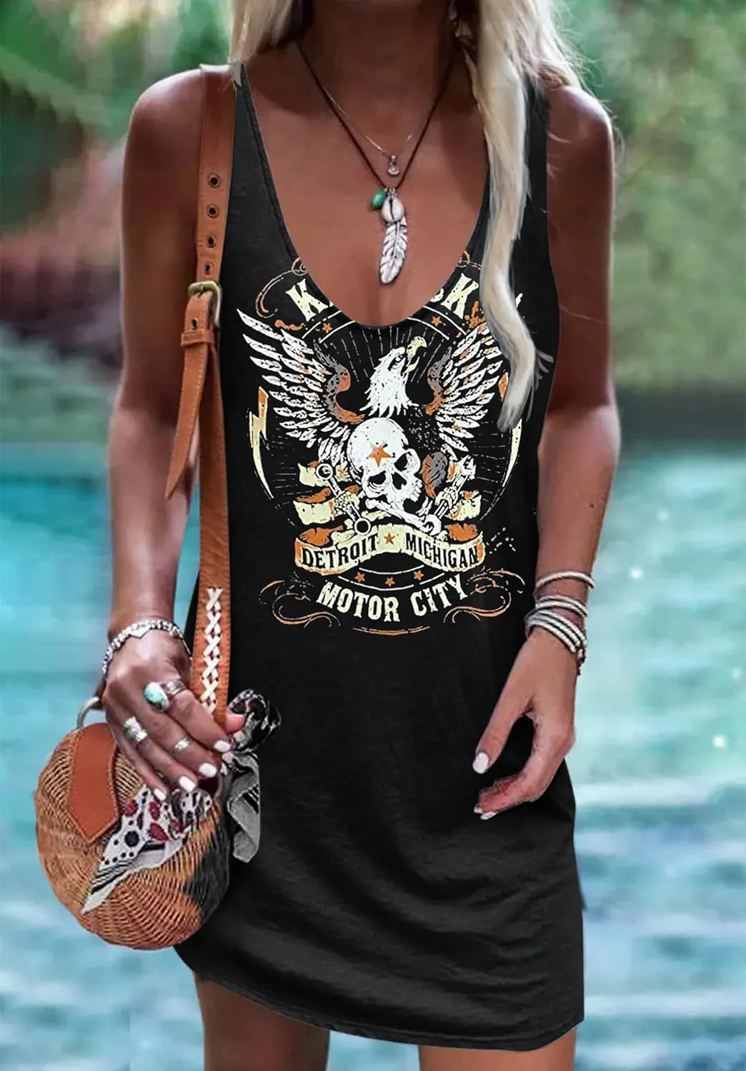 You Had Me at Day Drinking Mini Dress for Women Summer Sleeveless Deep V Neck Casual T Shirts Dresses Vintage Sundress