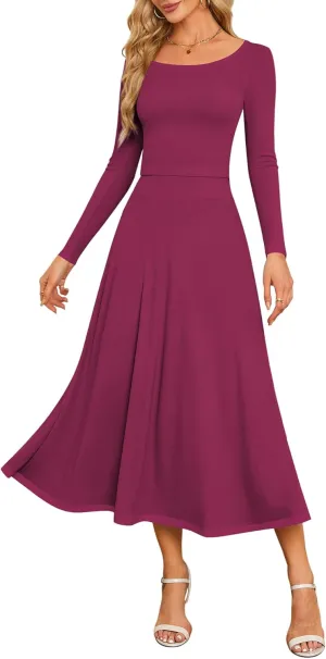 ZAFUL Two Piece Skirt Sets For Women 2024 Trendy Fall Outfits Square Neck Long Sleeve Crop Top Flowy Midi Skirt Set