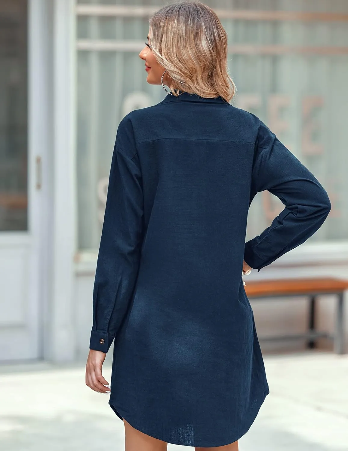 Zeagoo Women Summer Dress Cotton Linen Shirt Dress Button Down Tunic Dress Beach Cover Up Dress